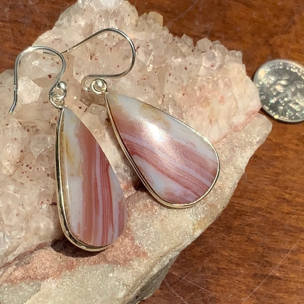 NATURAL IMPERIAL DEDISE JASPER 925 STERLING SILVER EARRINGS - Picture 2 of 5